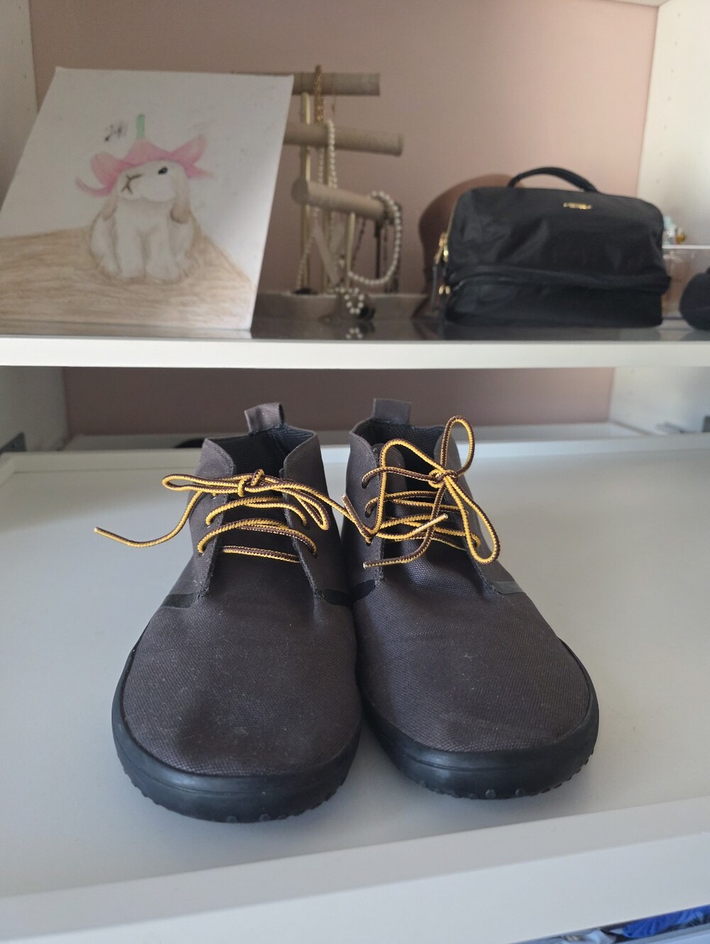 Vivo Barefoot Men's Dark Brown Chukka Boots with Yellow Laces